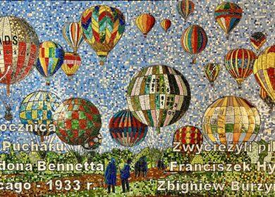 Mozaika  upamiętniająca zwycięstwo polskich pilotów-Puchar Gordon Benetta- Chicago1933- już na ratuszu w Legionowie